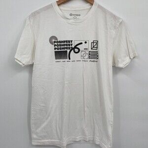 Swagup Poshfest 2021 White Short Sleeve Round Neck Cotton T Shirt Size Medium
